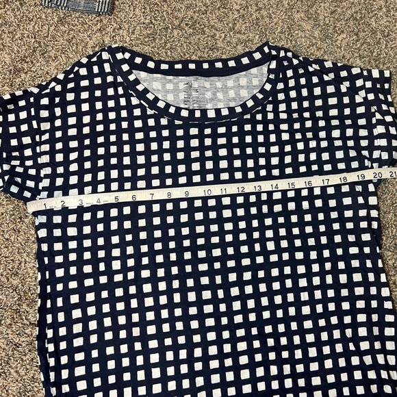 GAP Blue &  White Fitted Graphic T-Shirt Gingham Print Pocket Stretch Size Small - Picture 6 of 9